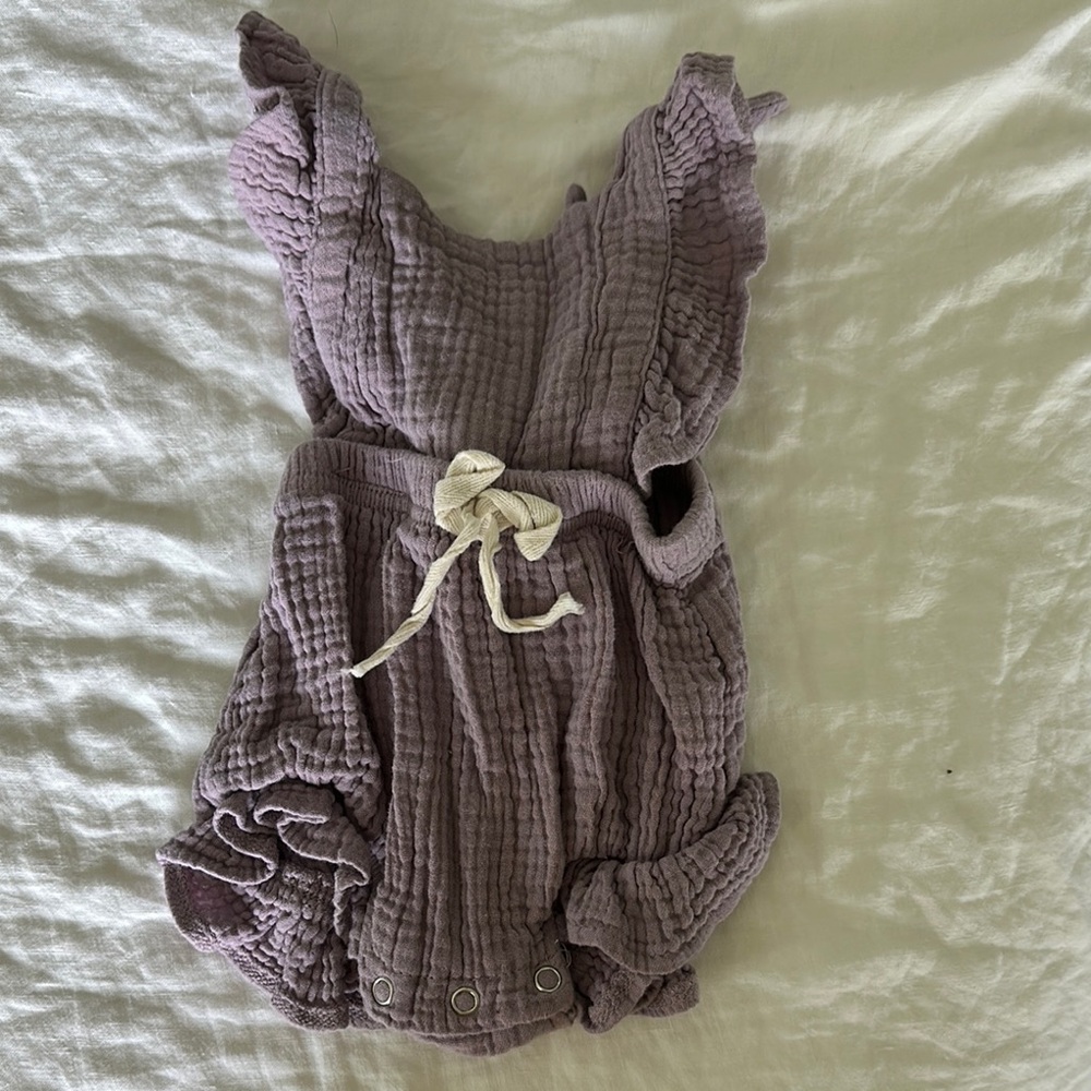 Purple Ruffled Baby Romper